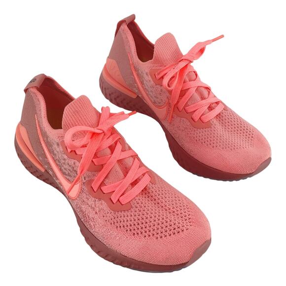 Nike Epic React Flyknit 2 Pink Athletic Running Shoes Women’s Size 8 Preowned - Picture 1 of 7